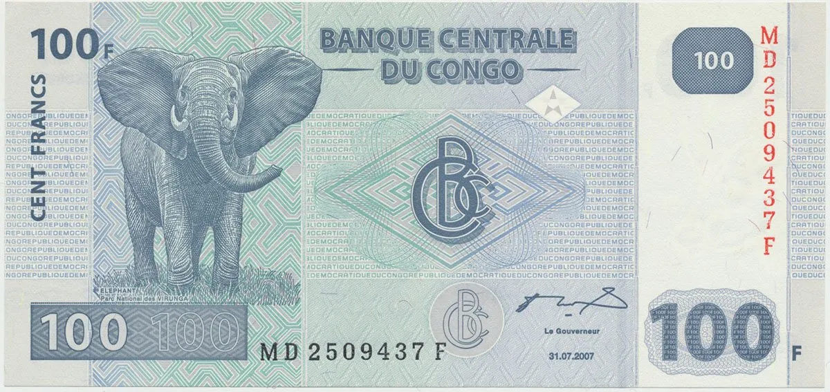 Kongo Dem. Republika, 100 Francs 2007, tisk HdM, P.98a
