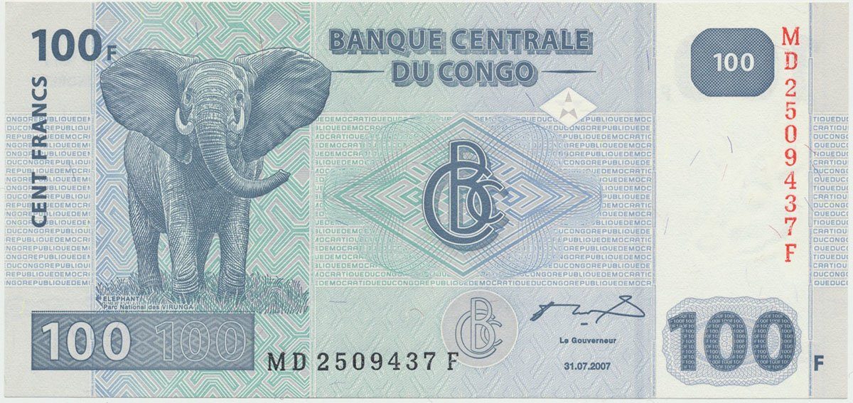 Kongo Dem. Republika, 100 Francs 2007, tisk HdM, P.98a