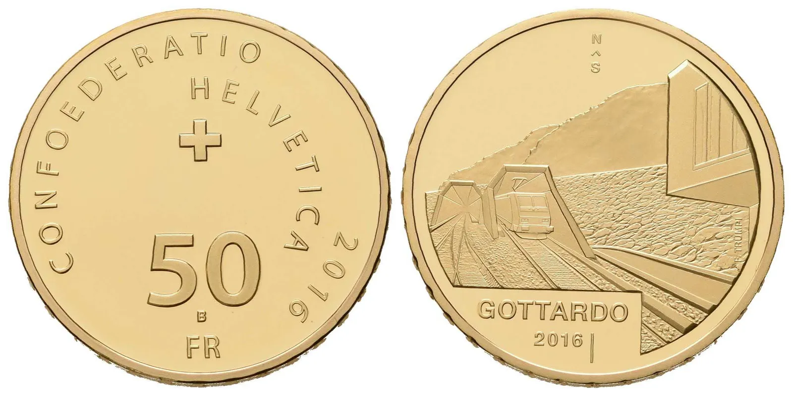 Švýcarsko, 50 Frank 2016 - Gotthardský železniční tunel