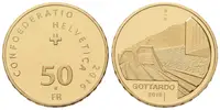 Švýcarsko, 50 Frank 2016 - Gotthardský železniční tunel