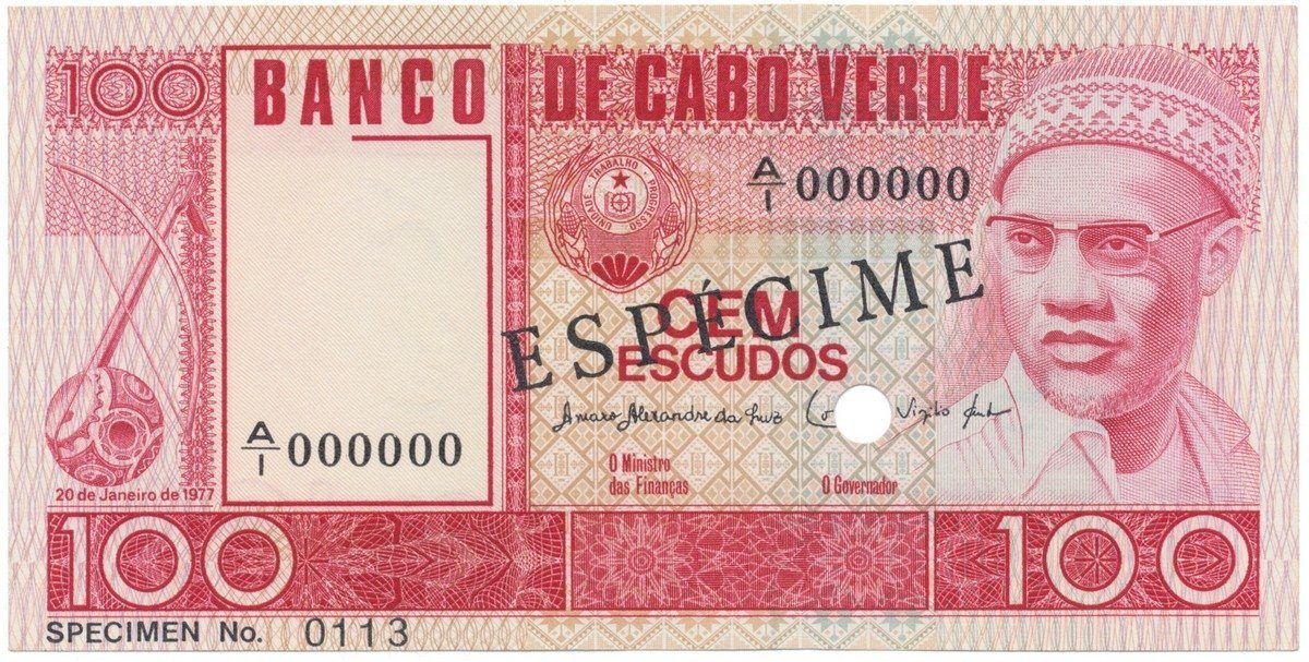 Kapverdy, 100 Escudos 1977, anulát - ESPÉCIMEN, P.54s