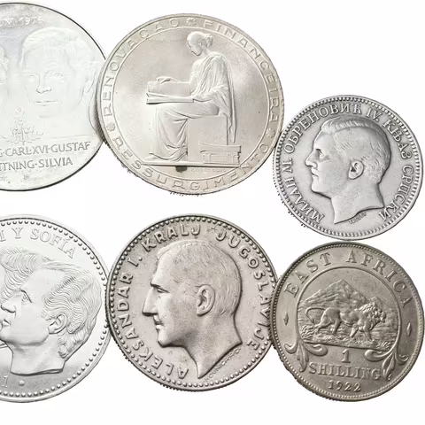 Soubor stříbrných mincí - Francie, 10 Frank 1965, Britská vých. Afrika,