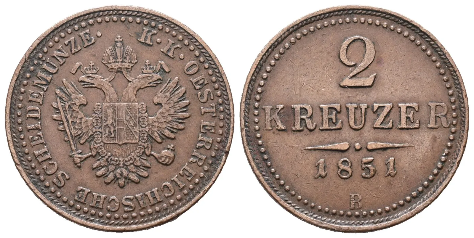2 Krejcar 1851 B