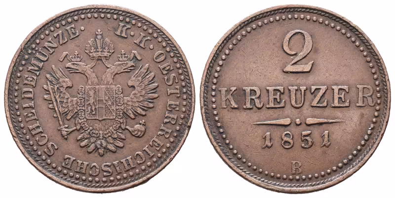 2 Krejcar 1851 B