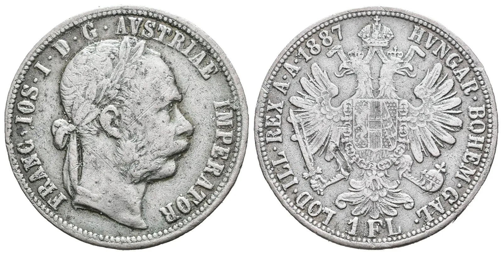 Zlatník 1887, dobové falsum ke škodě oběhu, slitina Ms, hladká hrana — 1