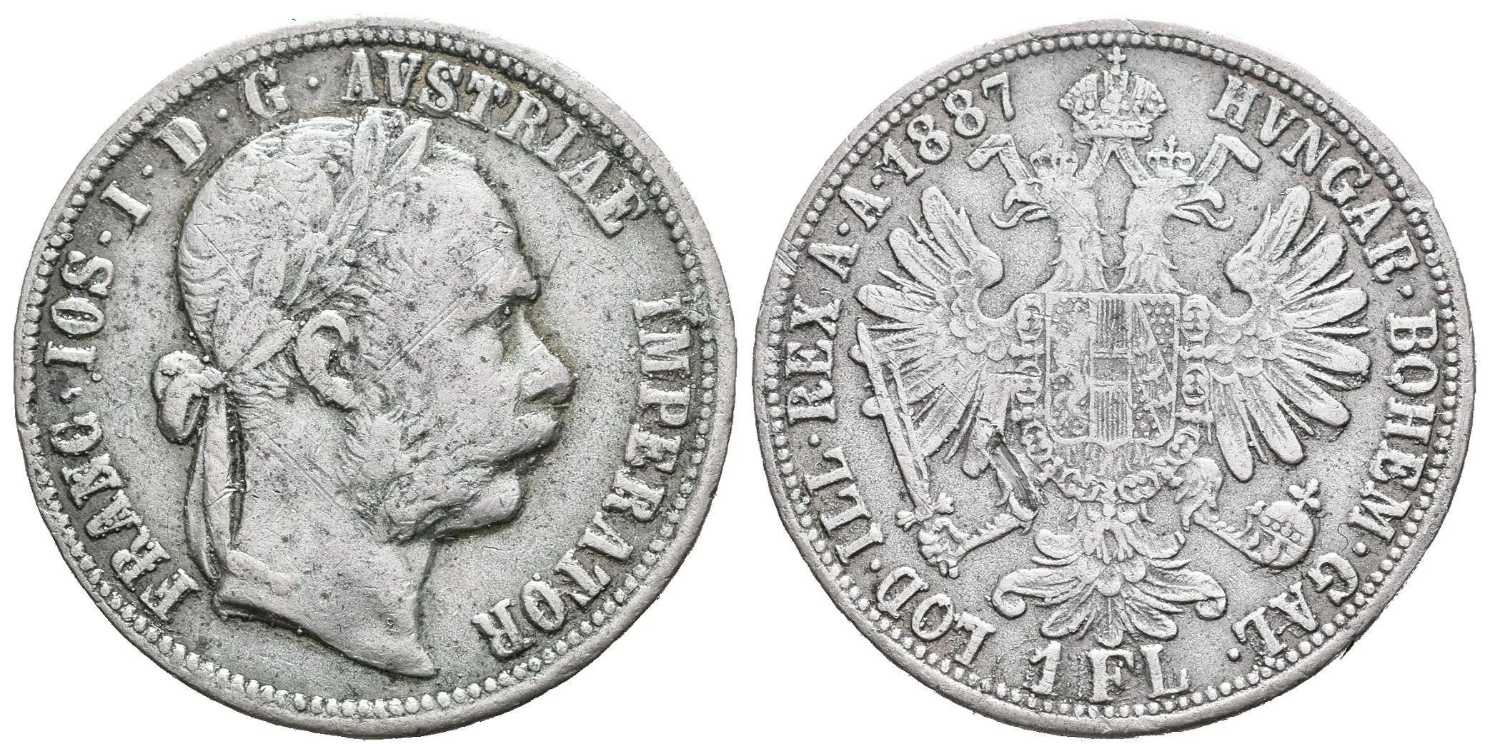 Zlatník 1887, dobové falsum ke škodě oběhu, slitina Ms, hladká hrana — 1