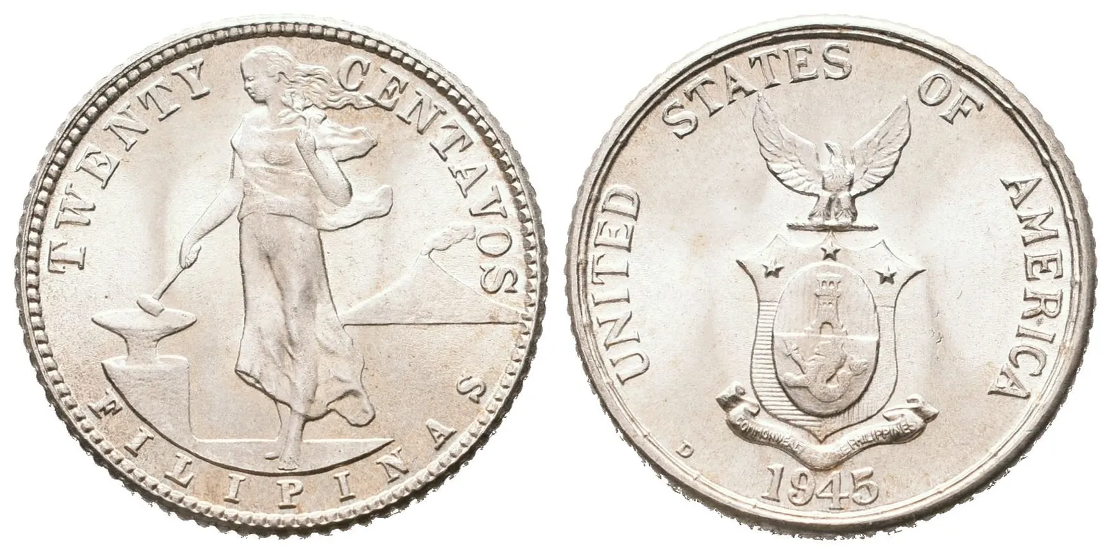Filipíny, 20 Centavos 1945 D