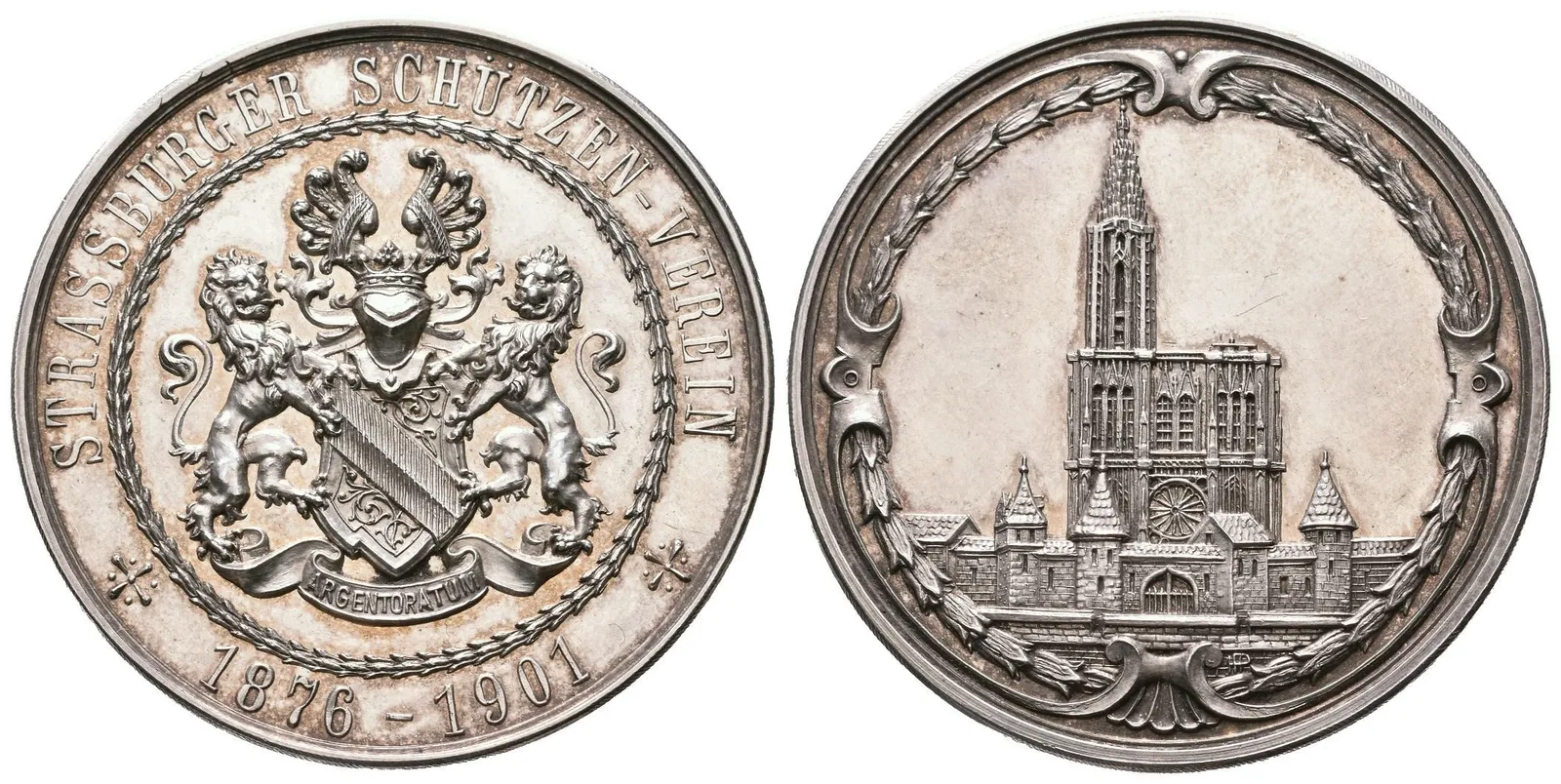 AR Medaile 1901 - K 25. výročí střeleckého spolku v Strassbourgu. — 1