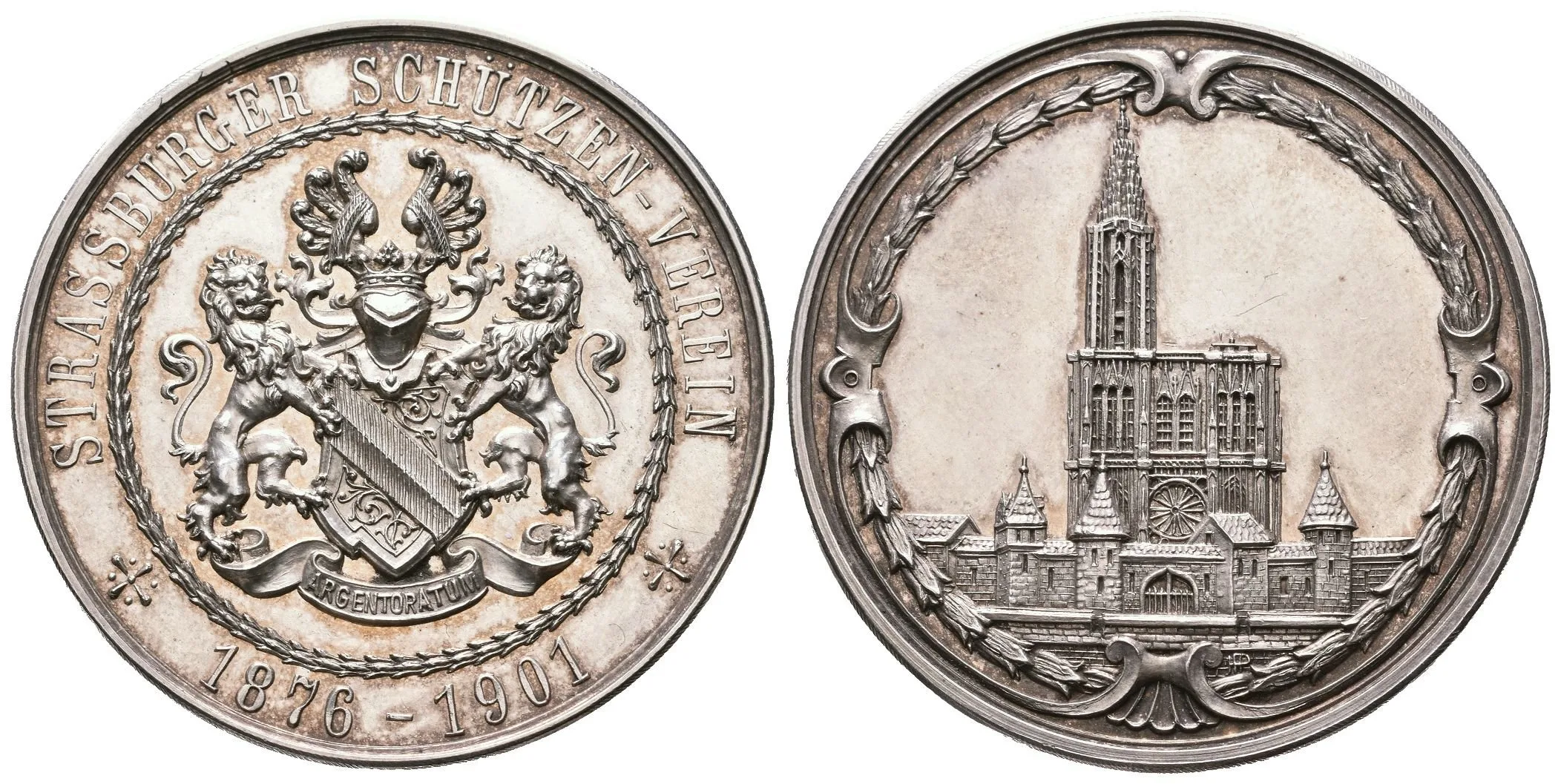 AR Medaile 1901 - K 25. výročí střeleckého spolku v Strassbourgu. — 1