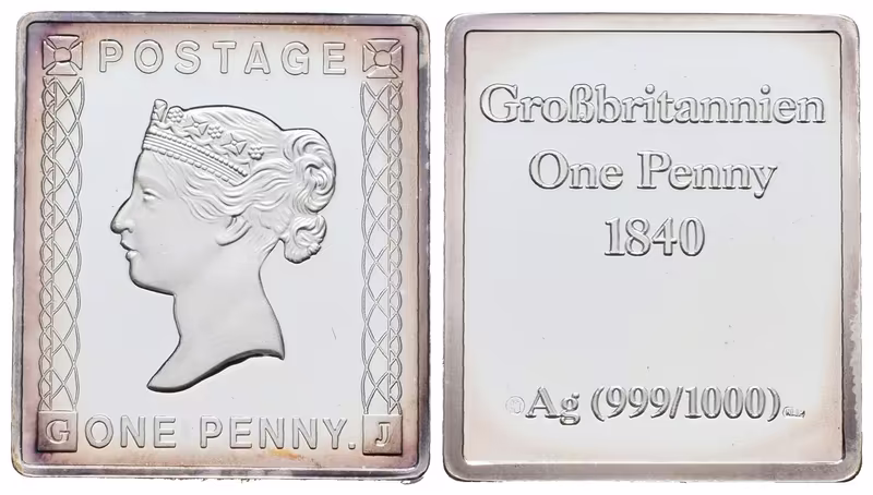 Stříbrná známka - One Penny Black - 1840 - Ag 6 g - 999/1000