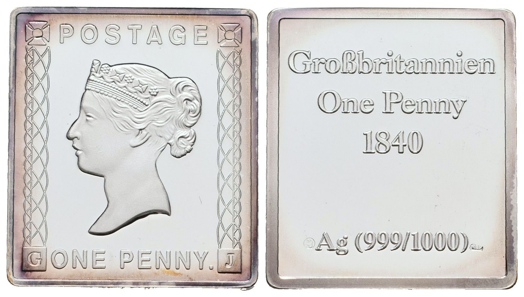 Stříbrná známka - One Penny Black - 1840 - Ag 6 g - 999/1000