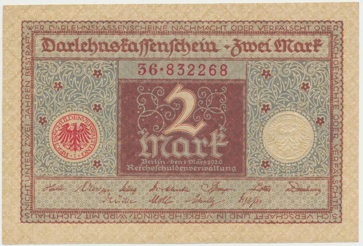 Německo, 2 Mark 1920, Ro.65a
