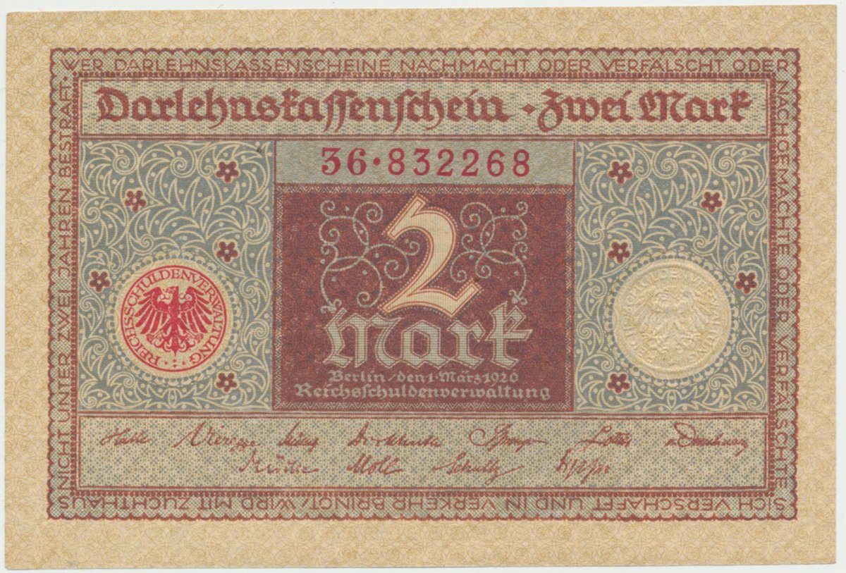 Německo, 2 Mark 1920, Ro.65a
