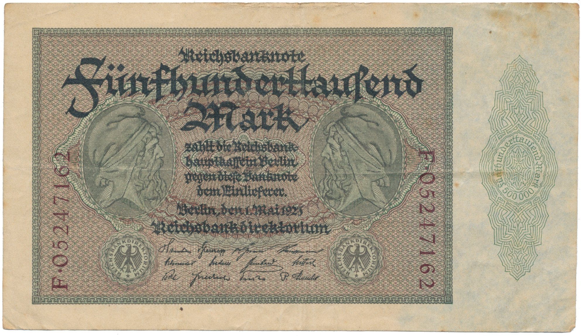 Německo, 500000 Mark 1923, Ro.87b