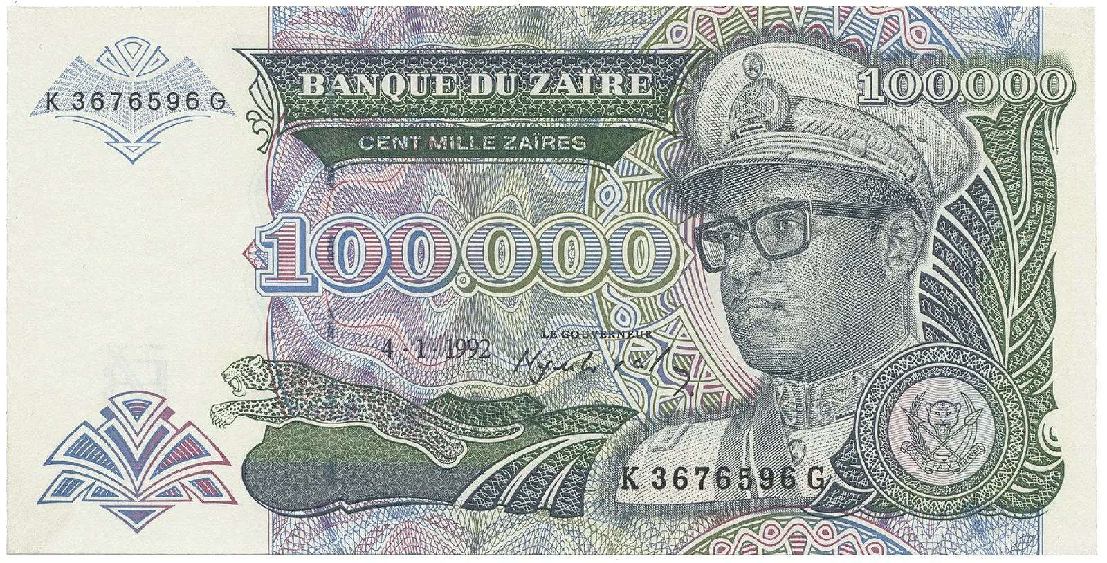 Zaire, 100.000 Zaires 1992, P.41