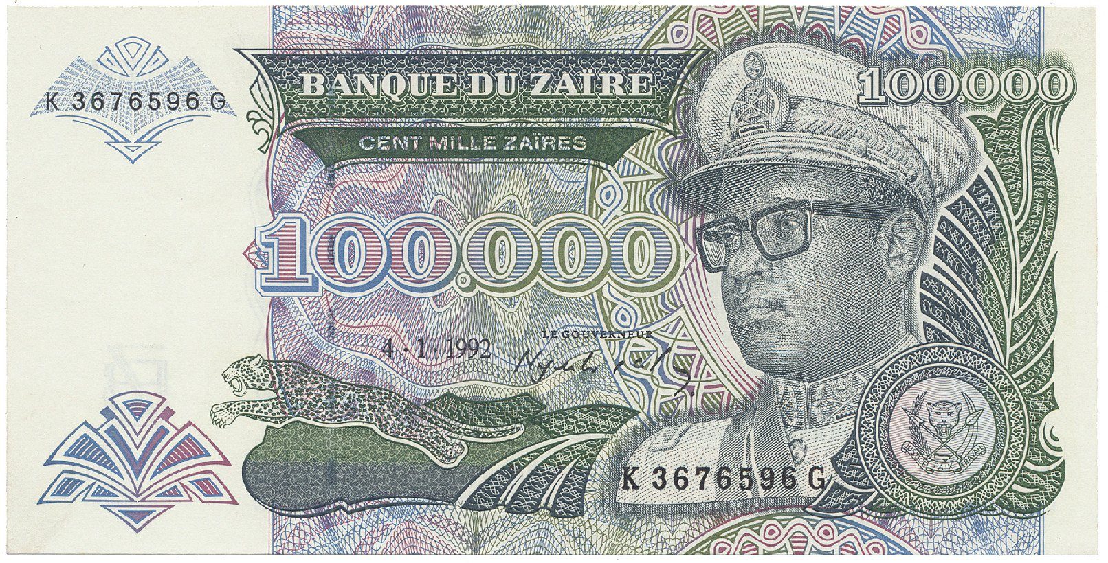 Zaire, 100.000 Zaires 1992, P.41