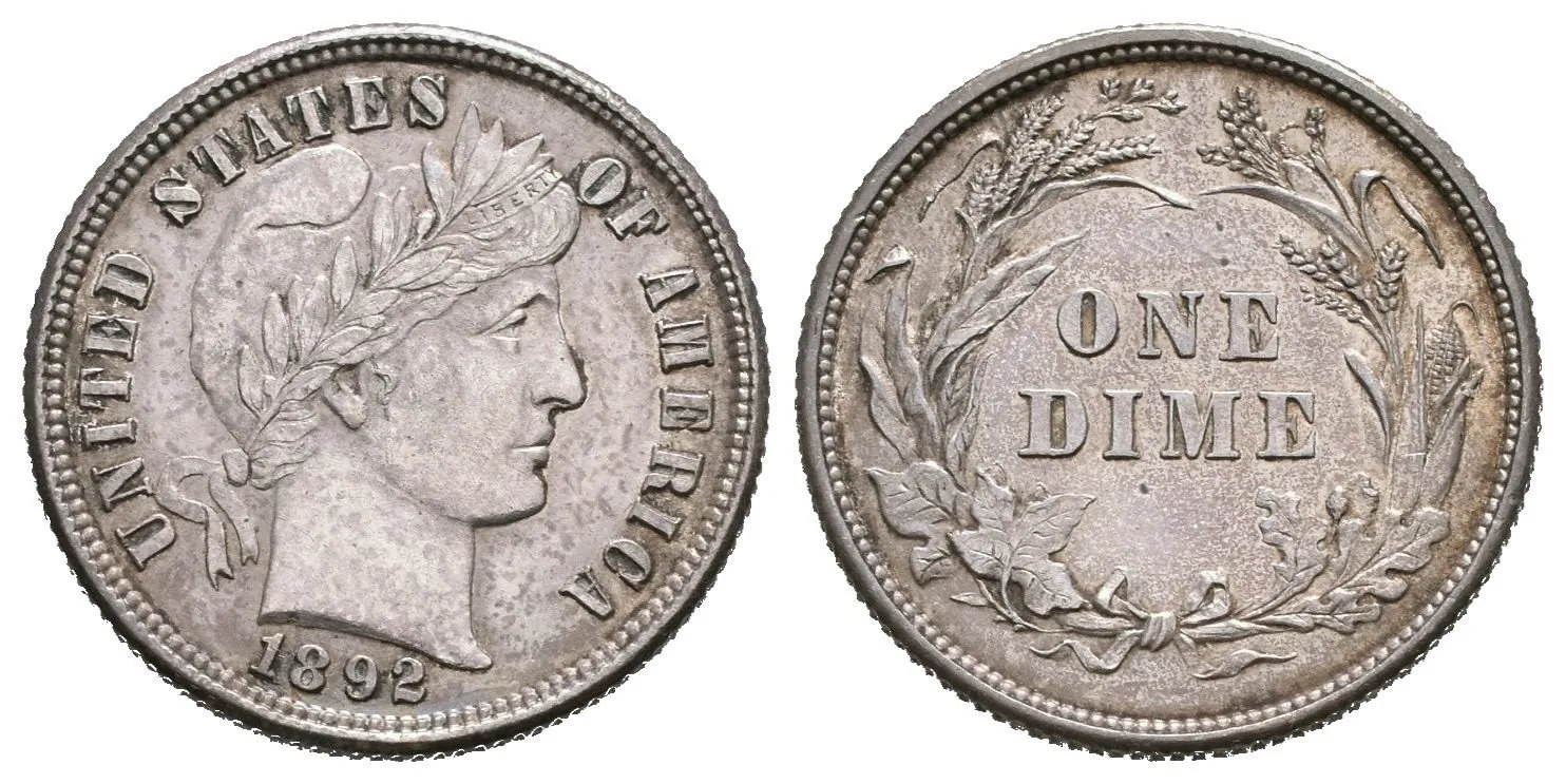 Dime 1892, KM.113, krásná zachovalost, lesk, patina — 1