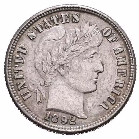 Dime 1892, KM.113, krásná zachovalost, lesk, patina