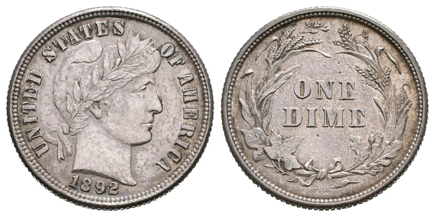 Dime 1892, KM.113, krásná zachovalost, lesk, patina — 1