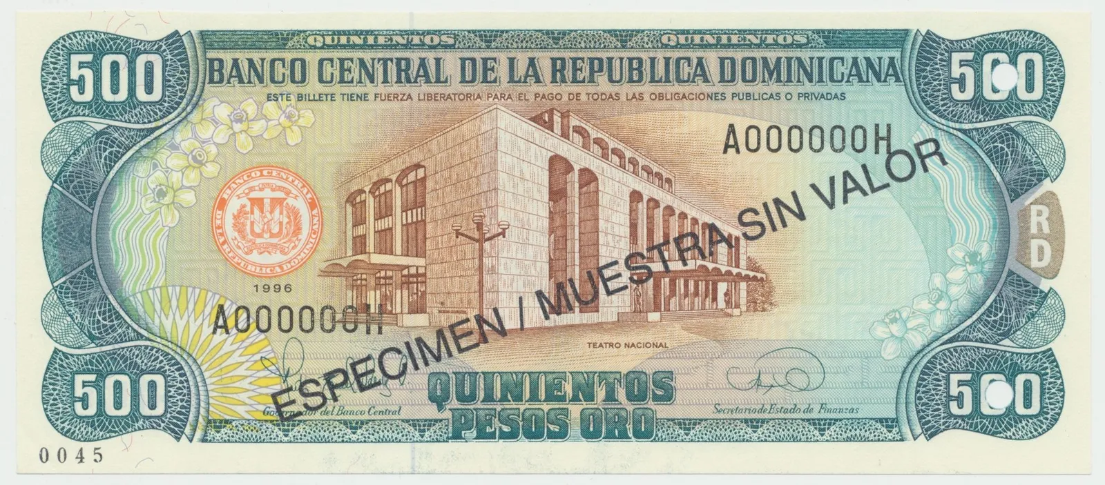 Dominikánská republika, 500 Pesos Oro 1996, P.157s1