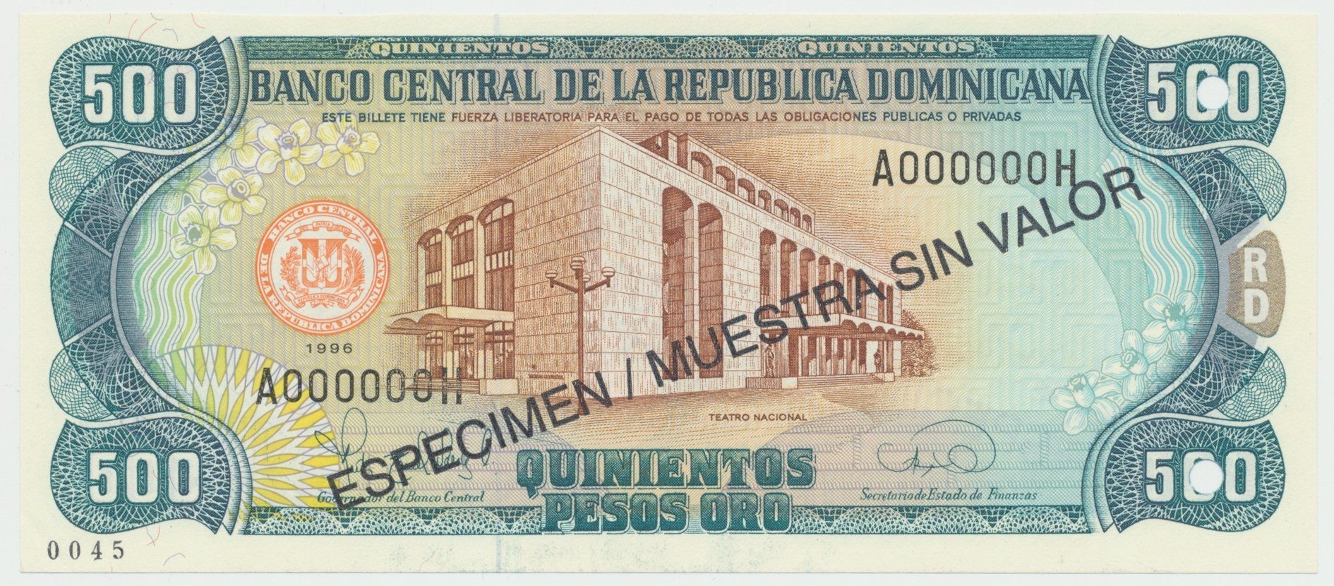 Dominikánská republika, 500 Pesos Oro 1996, P.157s1