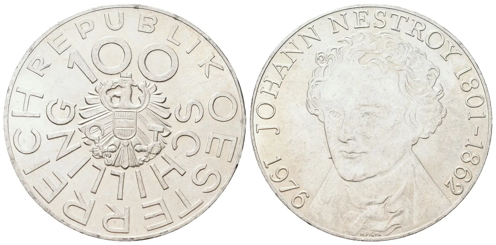 Rakousko, 100 Schilling 1976 - Nestroy