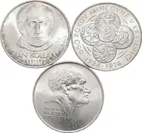 Soubor mincí 50 Kčs 1977 - Ján Kollár, 1978 - Kremnica, Nejedlý, patina, lesk_ — 1