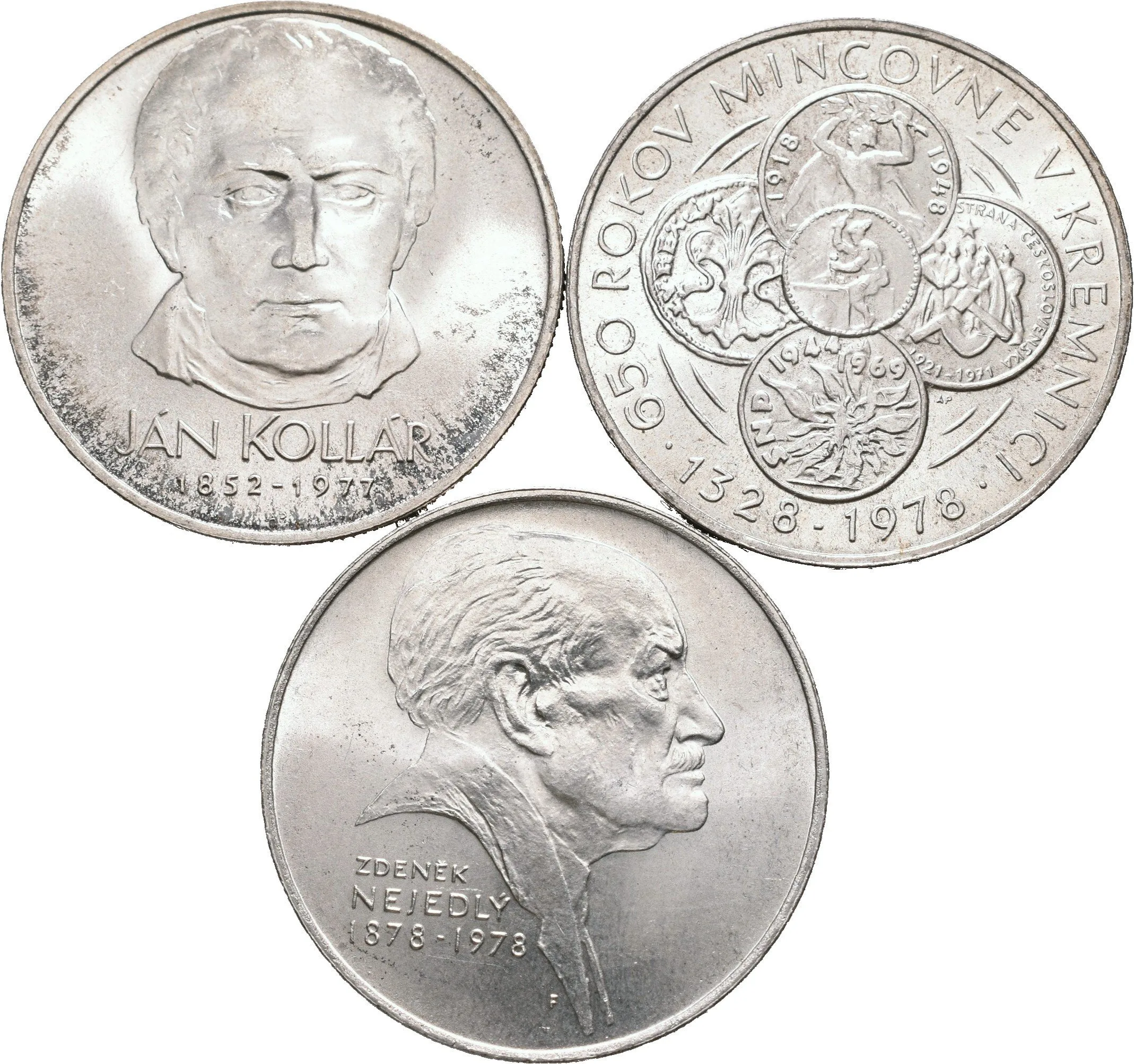 Soubor mincí 50 Kčs 1977 - Ján Kollár, 1978 - Kremnica, Nejedlý, patina, lesk_ — 1