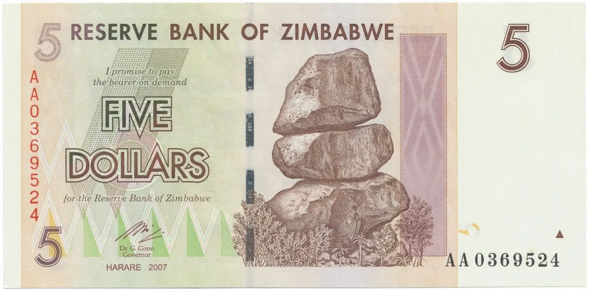 Zimbabwe, 5 Dollars 2007, P.66