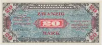 Okupační poukázky Allierte, 20 Mark 1944, tisk SSSR, 8-místný číslovač, Hej.AM5d
