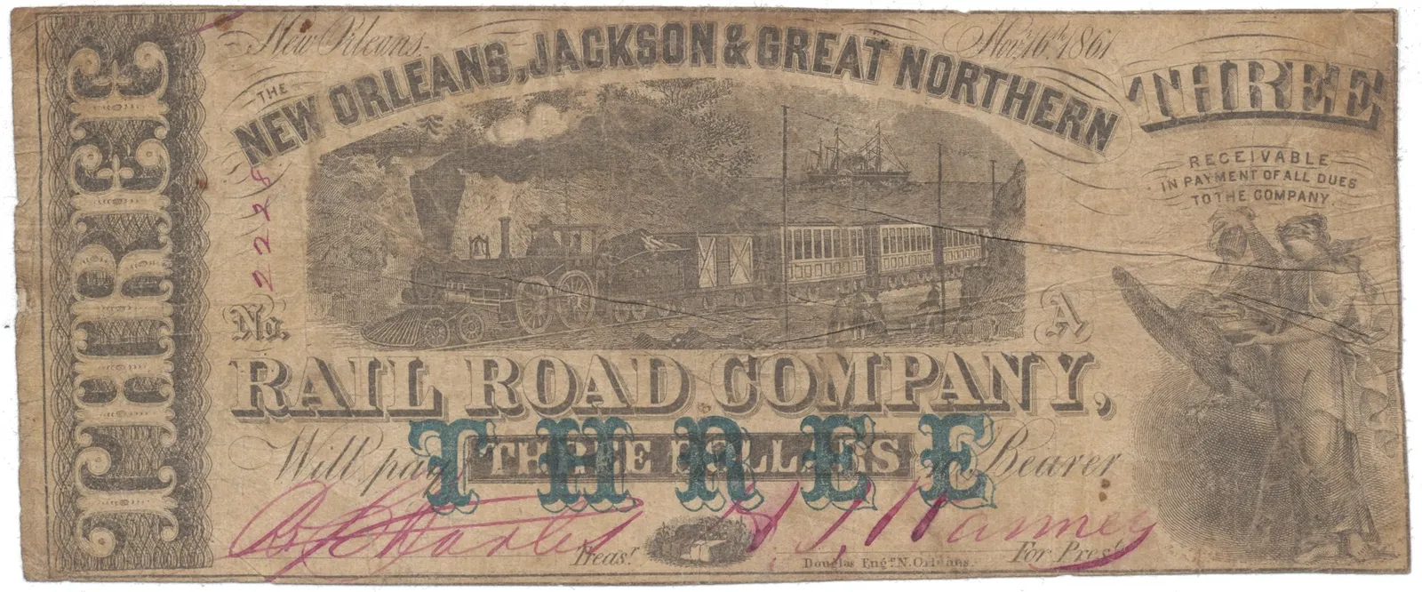 USA - Louisiana, 3 Dollar 1861