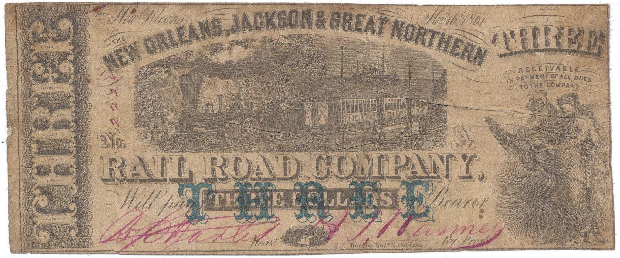 USA - Louisiana, 3 Dollar 1861