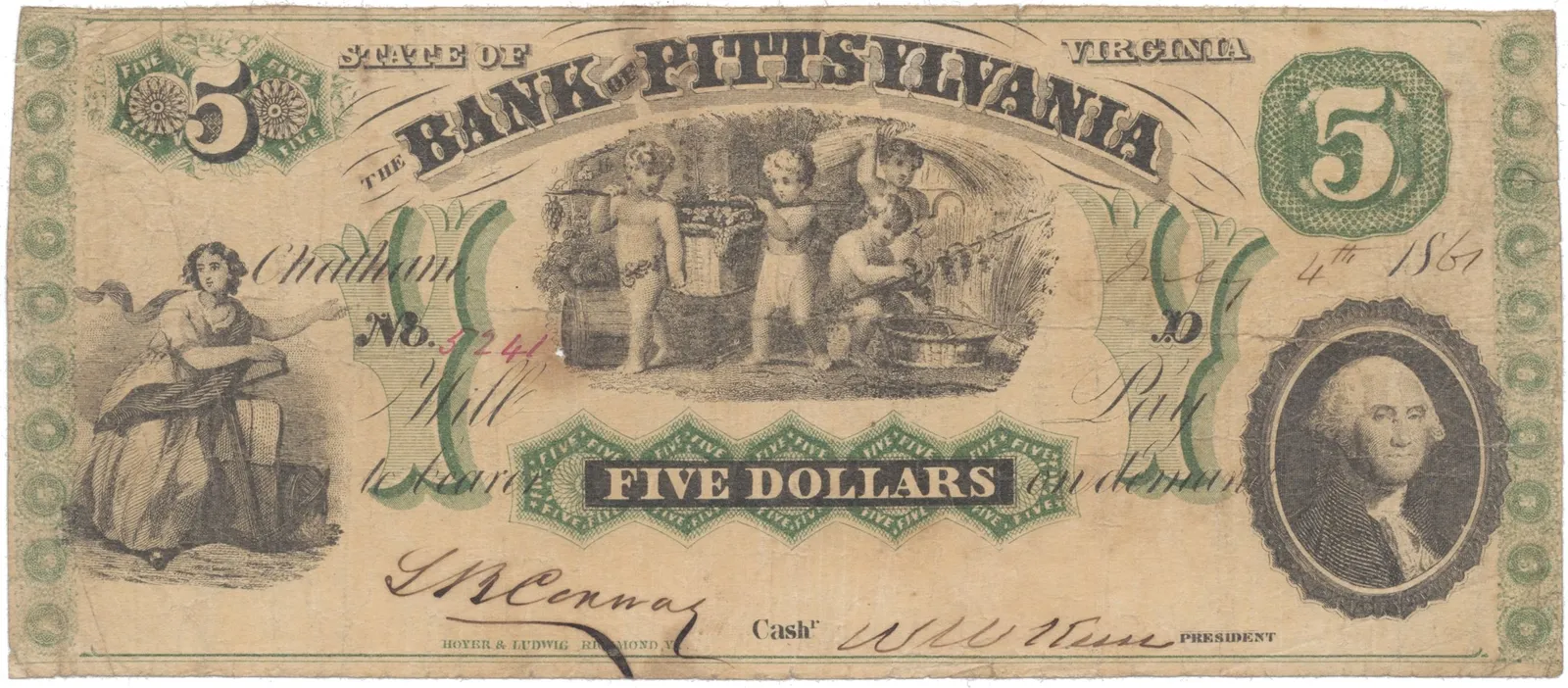 USA - Virginie, 5 Dollar 1861