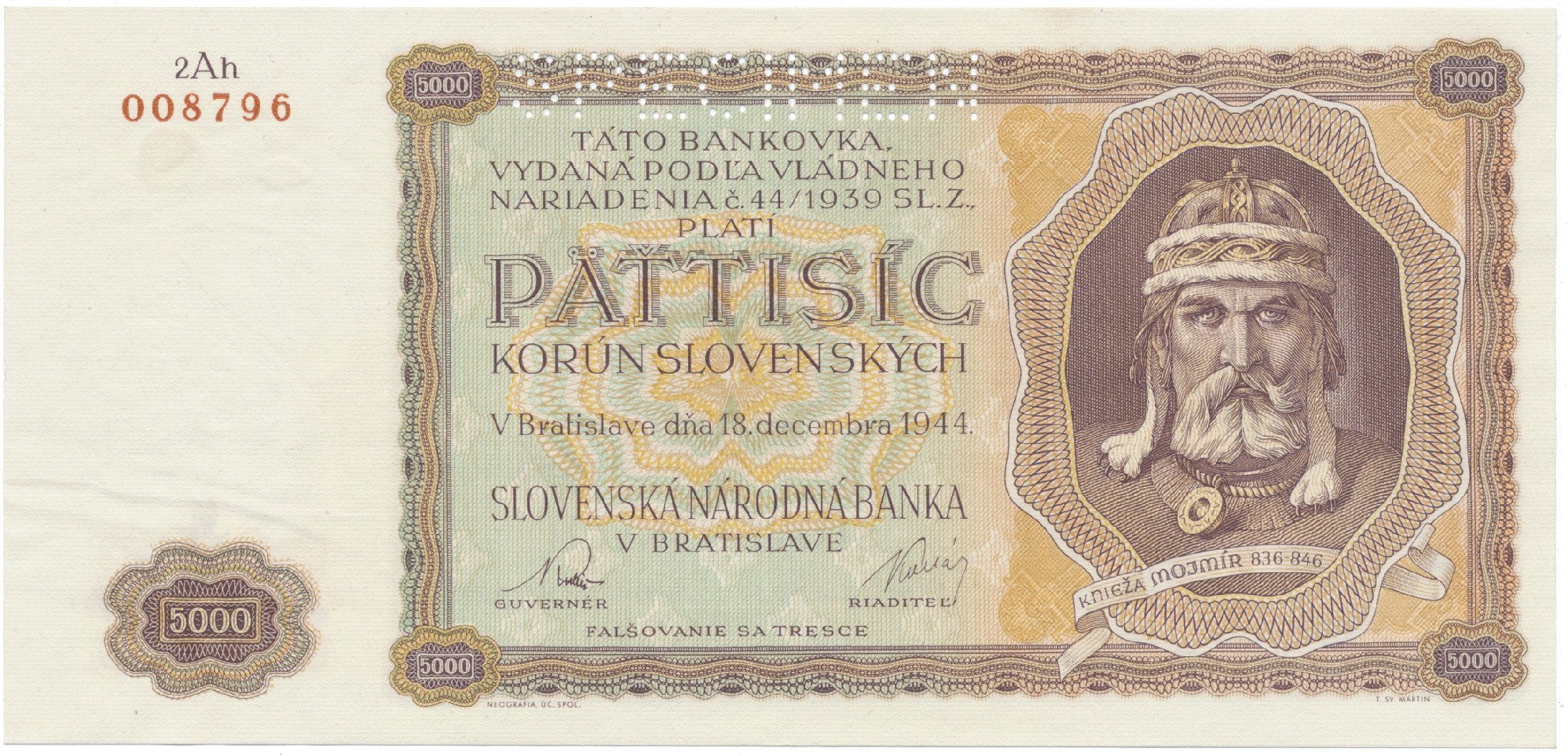 5000 Koruna 1944, série 2Ah, Hej.N3.S1