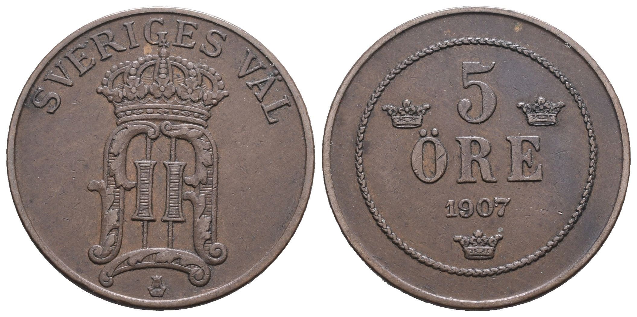Švédsko, 5 Öre 1907