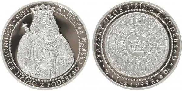 AR Medaile b.l. - 550 let od korunovace Jiřího z Poděbrad českým králem, PROOF
