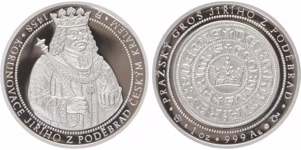 AR Medaile b.l. - 550 let od korunovace Jiřího z Poděbrad českým králem, PROOF