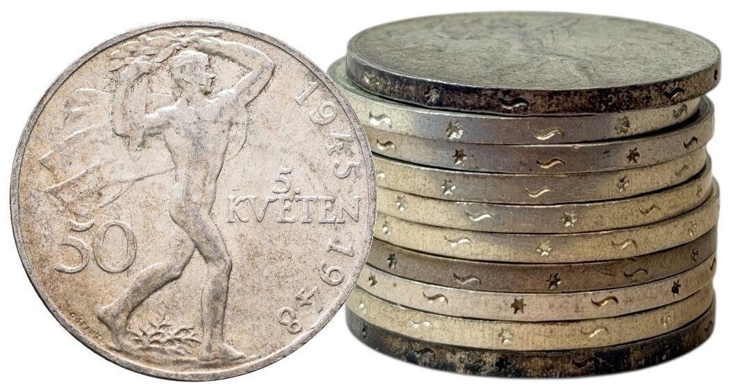 Soubor mincí 50 Koruna 1948 - 3. výročí Pražského povstání