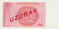 Bosna a Hercegovina, 50 Konvert. Marka (1998), anulát - SPECIMEN, P.67s - fotografie 2