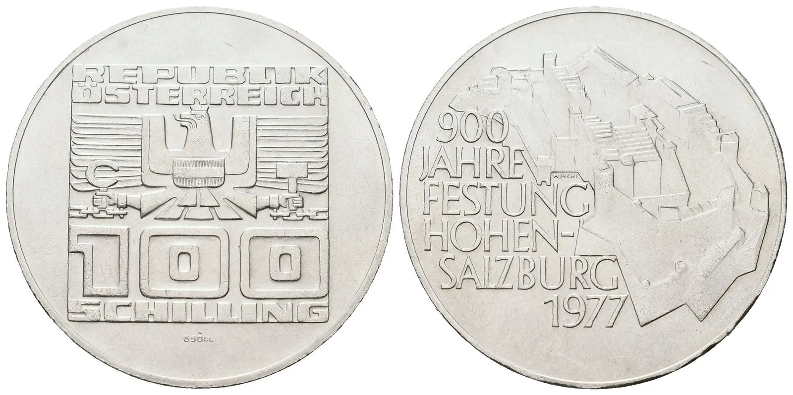 Rakousko, 100 Schilling 1977 - Hohensalzburg