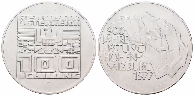 Rakousko, 100 Schilling 1977 - Hohensalzburg
