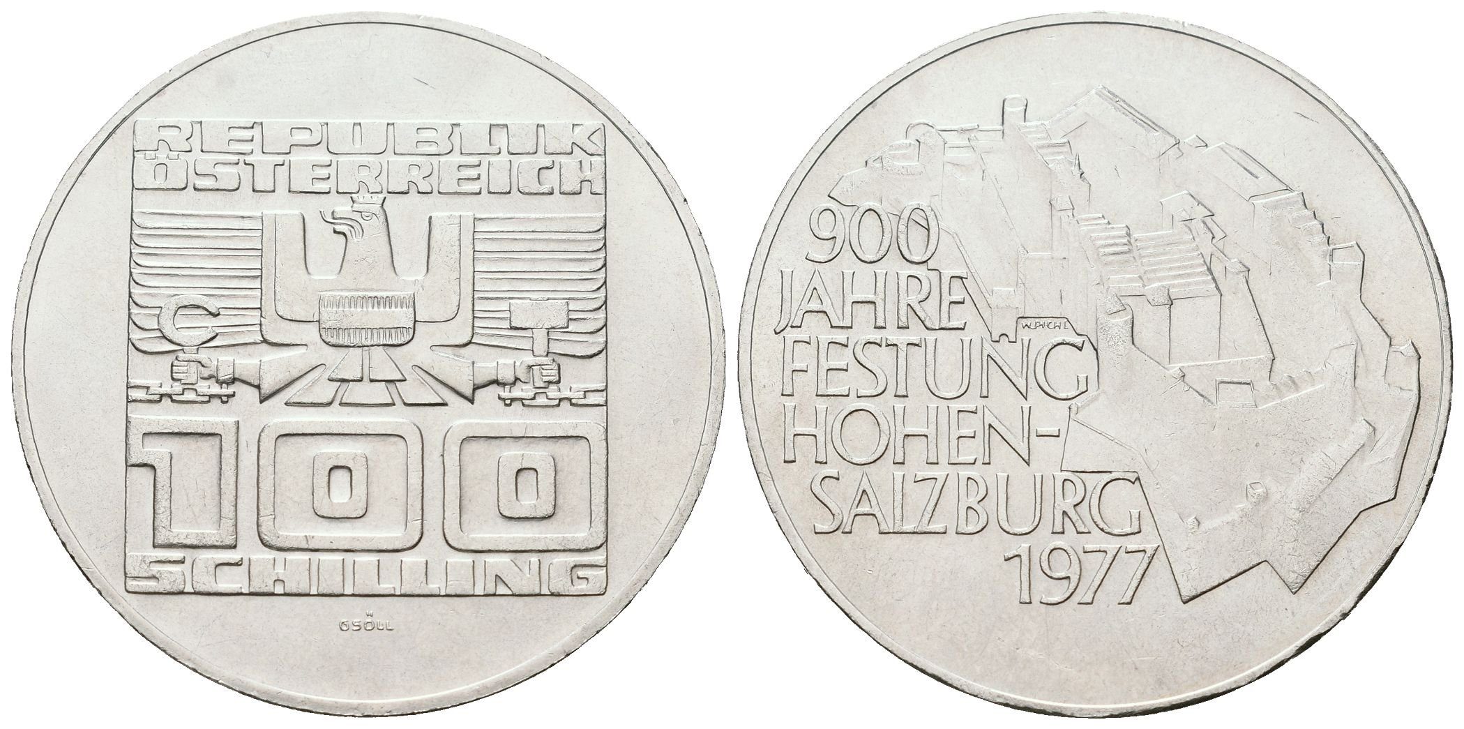 Rakousko, 100 Schilling 1977 - Hohensalzburg