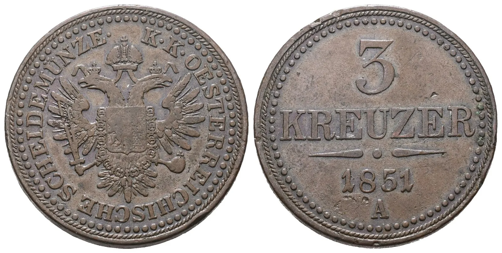 3 Krejcar 1851 A