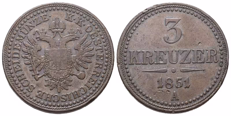 3 Krejcar 1851 A