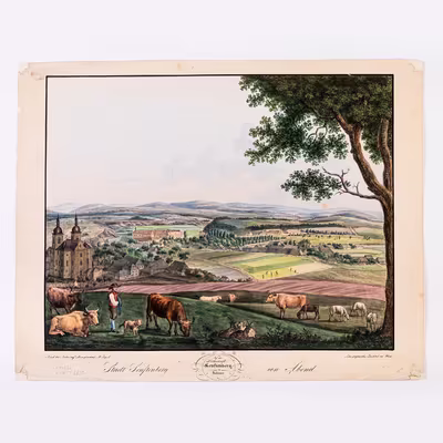 (Žamberk, město a zámek) Stadt Senftenberg von Abend