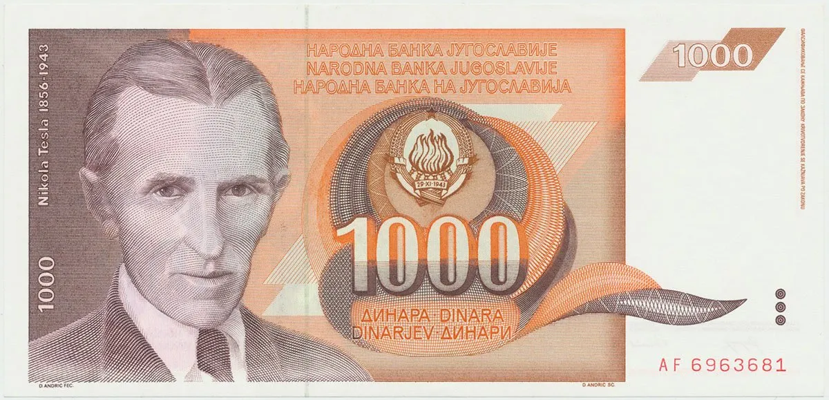 Jugoslávie, 1000 Dinara 1990, P.107