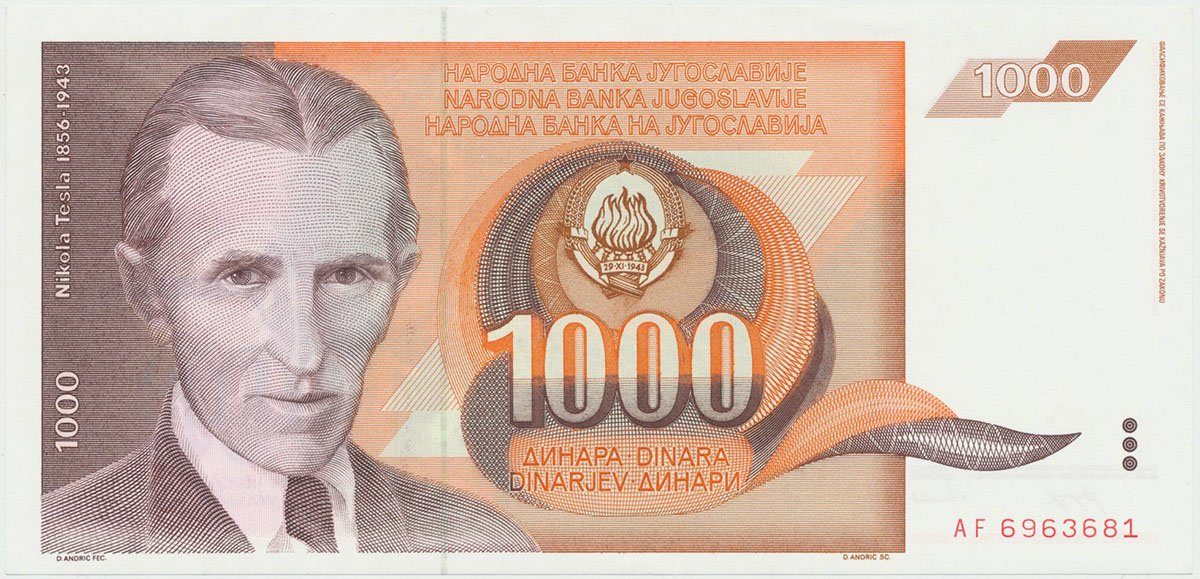 Jugoslávie, 1000 Dinara 1990, P.107
