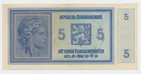 Protektorát Čechy a Morava, 5 Koruna b.d. (1938/1940), ruční razítko, Hej.29a - fotografie 2