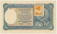 Československo, 100 Koruna 1940/1945, II. vydání, kolkovaná, série s 1 číslem, perf. 1x SPECIMEN nahoře, Hej.63a1.S1