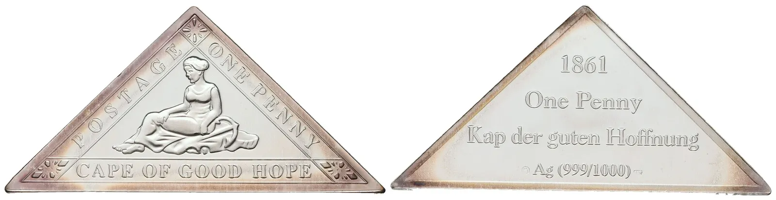 Stříbrná známka -Cape of good hope - One penny - 1861 - Ag 6 g 999/1000